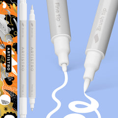 ARTISTRO 2 white dual-tip paint pen set for vibrant lines on diverse surfaces