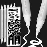 ARTISTRO 5 white acrylic marker with brush tip for bold strokes
