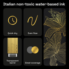 ARTISTRO gold paint marker on wood highlighting detailed design.