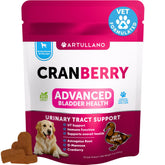 Artullano Dog UT Treats packaging shows cranberry chews for urinary balance.