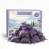 Aryiten lavender sachet bag hanging in a closet for a fresh natural scent.