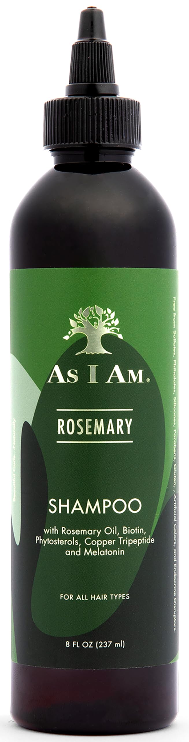 As I Am Rosemary Shampoo 8oz bottle, showcasing branding and convenient packaging.