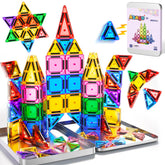 Asago 52PCS mini magnetic tiles in travel tin for easy storage and on-the-go play