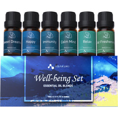 ASAKUKI Well-Being Kit storage box keeps six oils organized for quick diffusing.