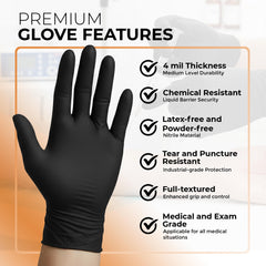 ASAP Black Nitrile Gloves 4 mil puncture resistance for tougher tasks