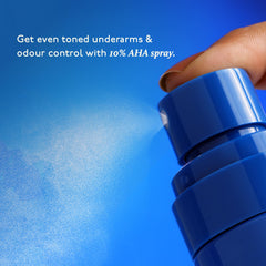 Hands applying Asaya Even Tone Mist spray for even tone underarms