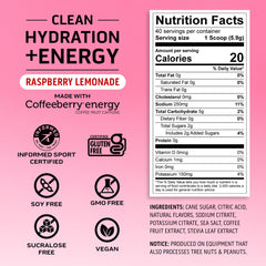 Ascent Raspberry Lemonade glass with ice highlights hydration ready to drink