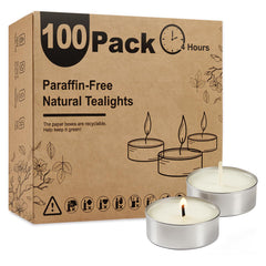 Ashlux unscented palm tea lights in a 100-pack offering steady glow for events.