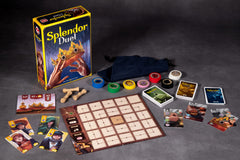 Asmodee Splendor Duel gem tokens close-up highlighting resource gathering for quick rounds.