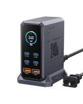 ASOMETECH 240W charger block front view powering multiple devices