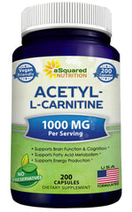 aSquared Nutrition Acetyl L-Carnitine 1000mg bottle for daily energy support.