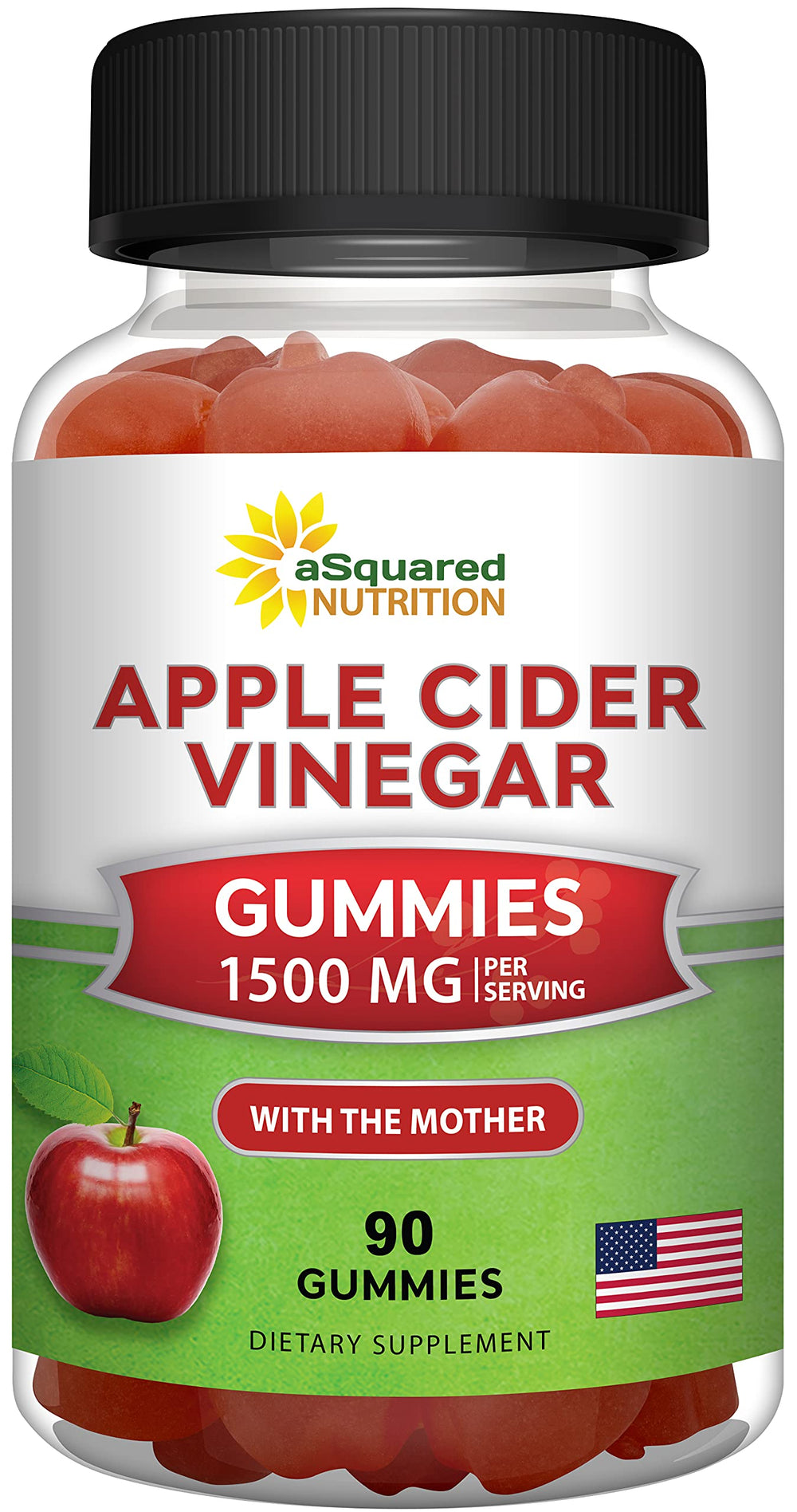 aSquared Nutrition ACV gummies bottle for convenient daily digestion support