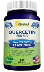 aSquared Nutrition Quercetin 500mg bottle with label offers antioxidant support