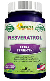 aSquared Nutrition resveratrol bottle label highlights max strength antioxidant support