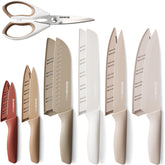 Astercook 13-piece knife set arranged for home cooking, showcasing versatility