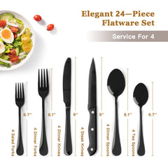 Astercook steak knives included for precise cutting at family meals.