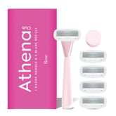 Athena Club rose razor handle with non-slip grip for comfortable shaving.