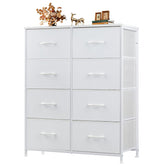 Atilioo dresser with eight drawers for organized bedroom storage.