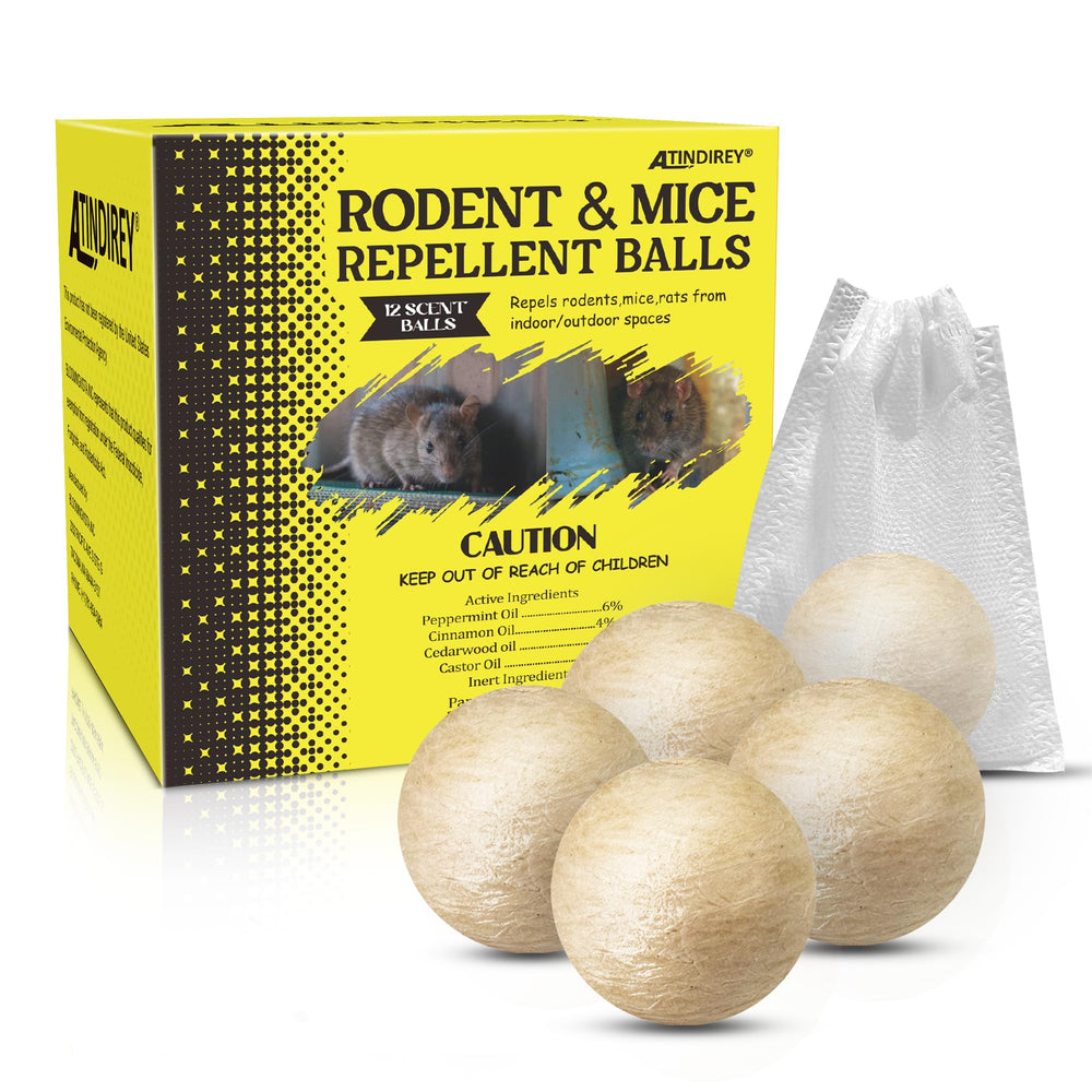 Atindirey rodent-repellent balls 12-pack deter mice in pantry and garage with long-lasting peppermint scent