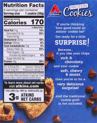 Plate view of Atkins Chocolate Chip Protein Cookie highlighting texture.