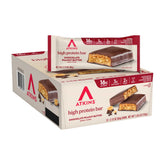 Atkins Chocolate Peanut Butter Bar packaging shows keto-friendly nutrition
