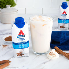 Atkins Creamy Cinnamon Swirl ingredients visual, highlighting protein and fiber balance