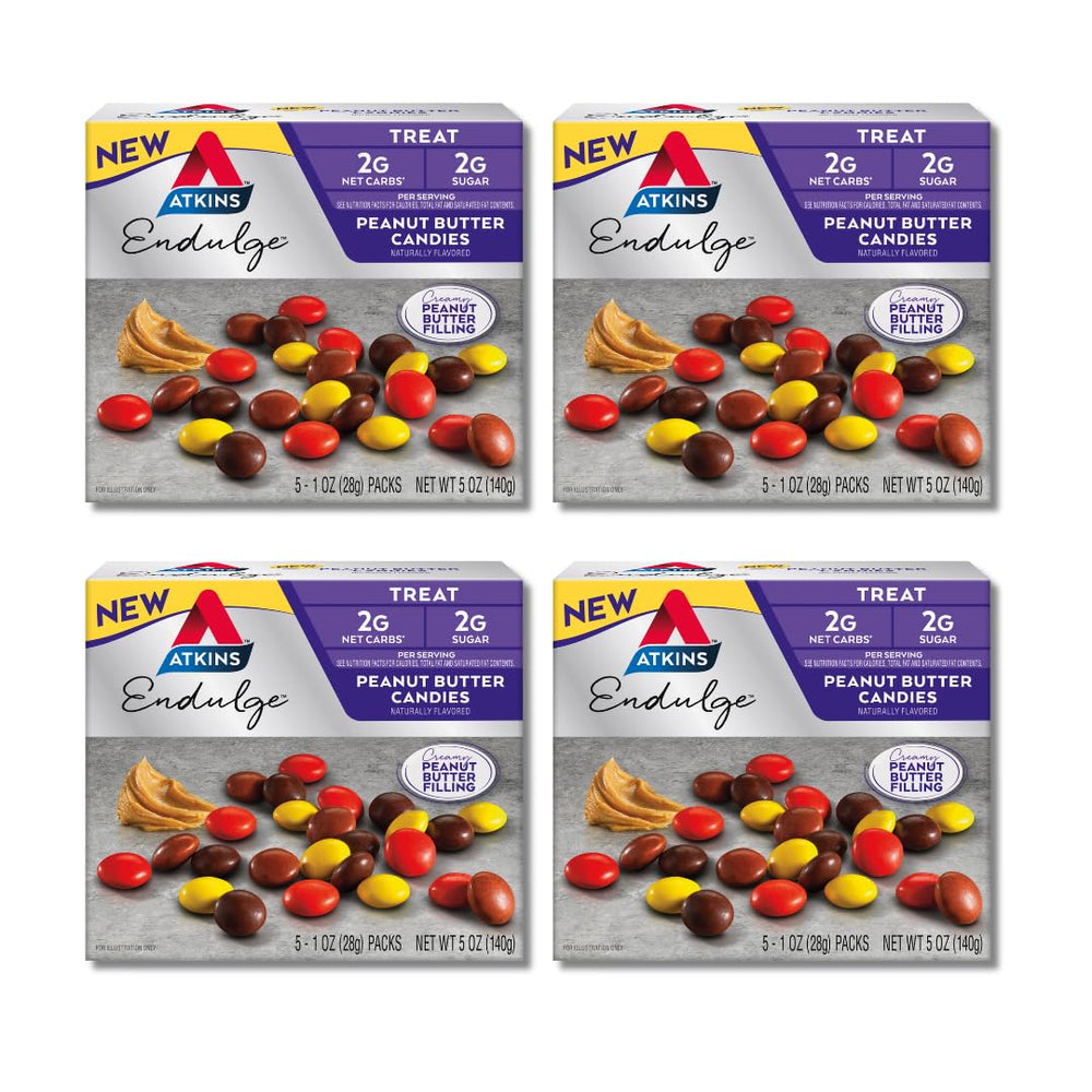 Atkins Endulge box showing convenient packs for on-the-go snacking.