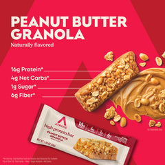 Closeup of Atkins granola bar wrap highlighting nutty flavor and convenience