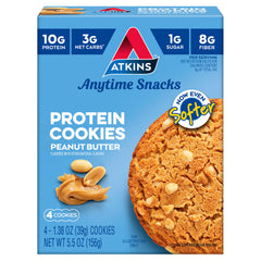 Atkins Peanut Butter High Protein Cookie packaging as a convenient keto snack.