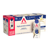 Atkins Vanilla High Protein Shake bottle with vanilla flavor for quick breakfast fueling