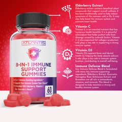 Atlantis Nutrition berry-flavored immune gummies serving for a tasty daily boost