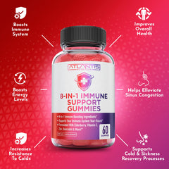 Vegan-friendly Atlantis Nutrition immune gummies package for versatile use