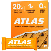 Atlas Real Food Protein Bar pack shows clean, high-protein snack for on-the-go nutrition.