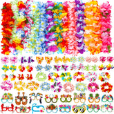 Atonofun Hawaiian leis with colorful flowers for tropical party vibes.
