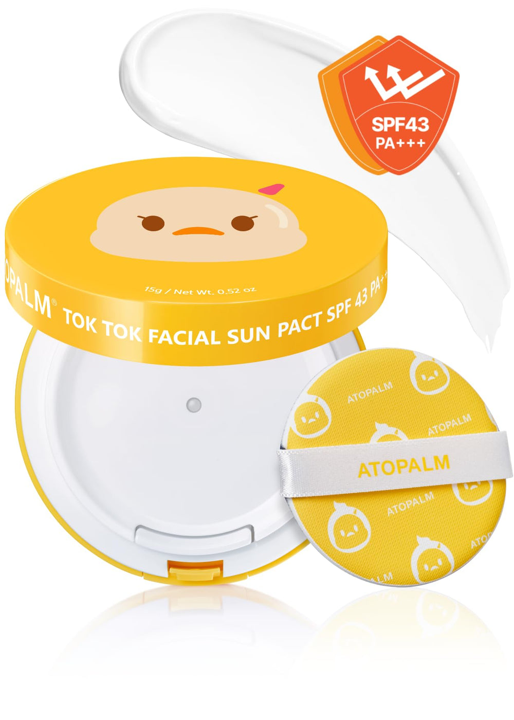 ATOPALM Tok Tok Sun Pact packaging front in bright colors for quick outdoor protection.