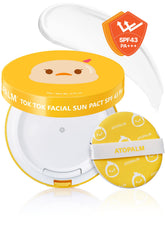ATOPALM Tok Tok Sun Pact packaging front in bright colors for quick outdoor protection.