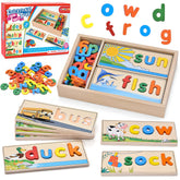 Atoylink wooden spell learning box keeps all pieces organized for easy use.