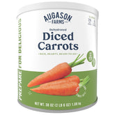 Augason Farms Diced Carrots can front view for shelf-stable cooking versatility.