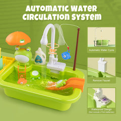Aukful sink accessories set with cups plates and utensils for imaginative play