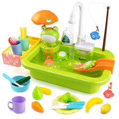 Aukful Play Sink with running water faucet for kids' pretend kitchen