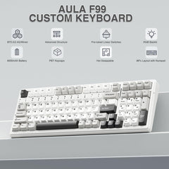 AULA F99 hot-swappable switches allow easy customization for personalized typing.
