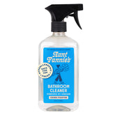 Aunt Fannie's all-purpose bathroom cleaner bottle shows easy spray for quick cleanups.