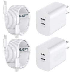 Auorld 20W dual-port charger block with USB-C for fast, simultaneous charging.