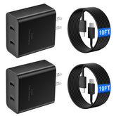 Auorld 45W dual-port USB-C charger front view powering two devices