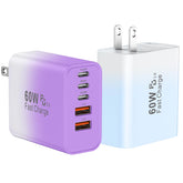 Auorld 60W USB-C fast charger block, 2-pack, front view for quick recharge
