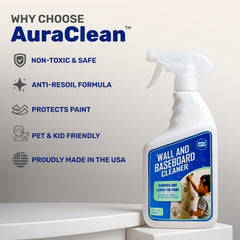 AuraClean anti-soil protection micro-layer seen on wall helps repel future messes.