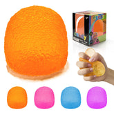 AuraGlaze Squishy Fidget blue ball in hand for stress relief and focus.