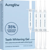 Auraglow 35% gel syringe ready for tray application to brighten teeth at home.