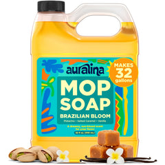 Auralina Brazilian Bloom bottle pour demonstrates easy dosing for thorough cleaning.