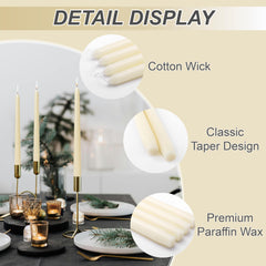 Auralome dripless taper candle demonstrating mess-free dining and stable flame.